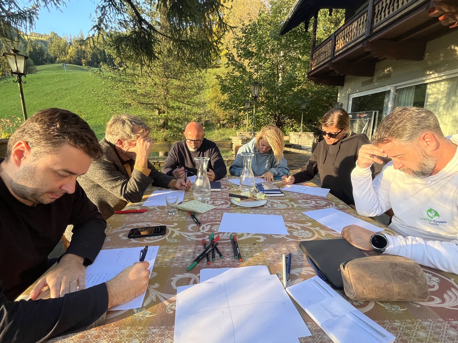 Founders reflecting outdoors during a horizon retreat