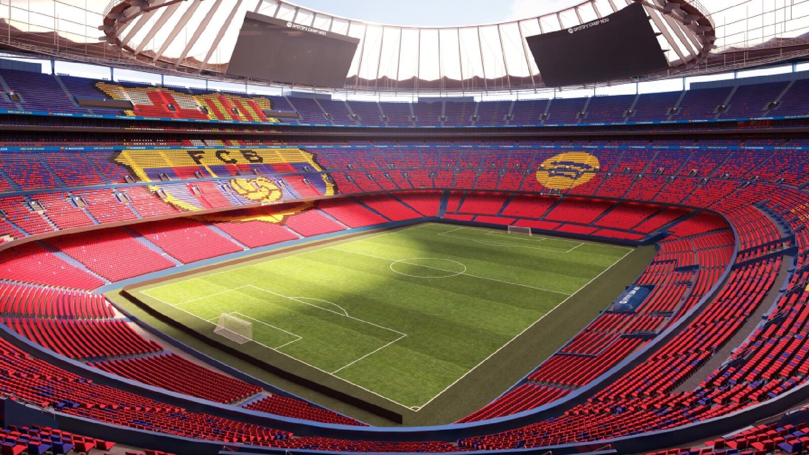 Closed-door plenary environment inside Barcelona's iconic stadium